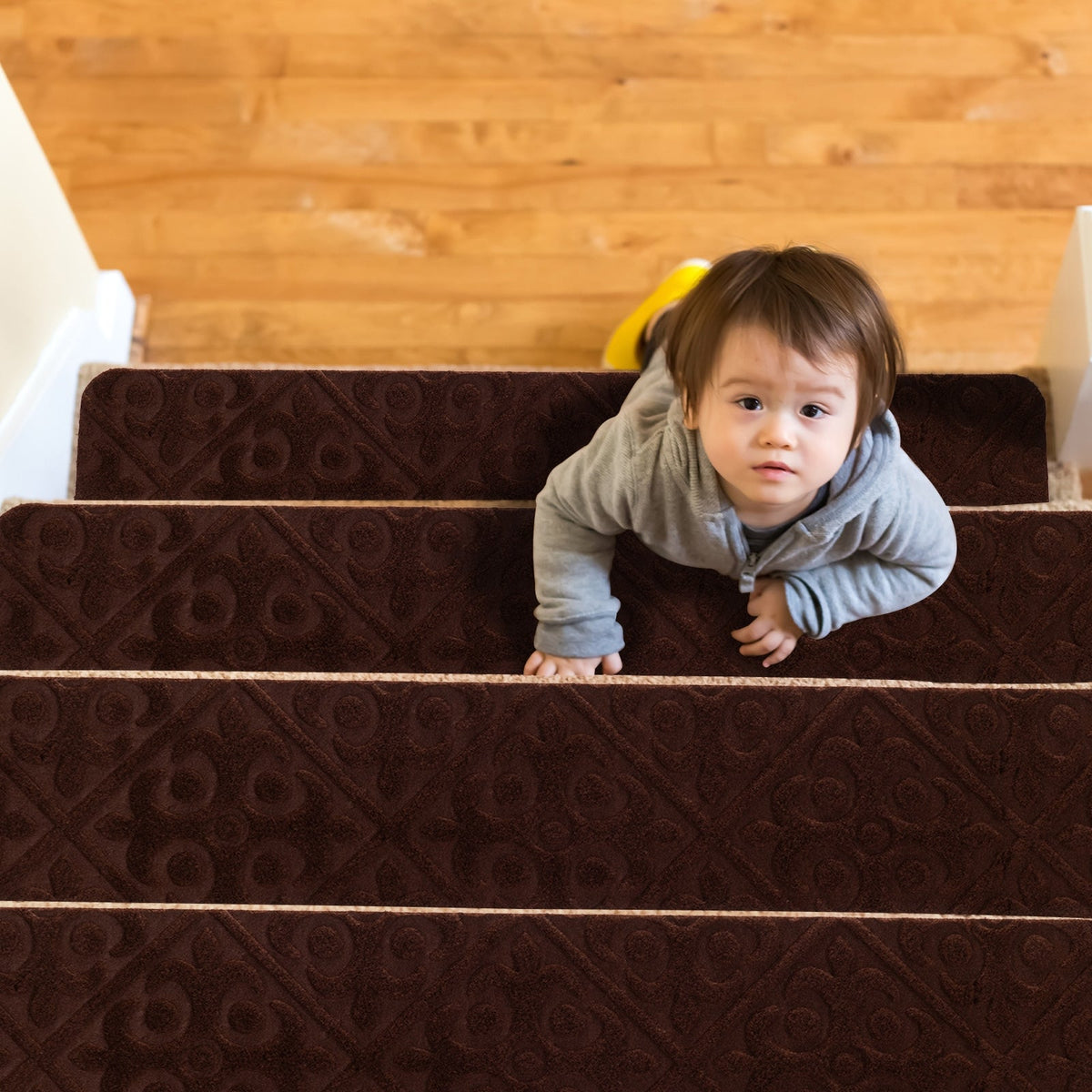 15Pcs Indoor Non-Slip Stair Carpet Mats for Wooden Steps