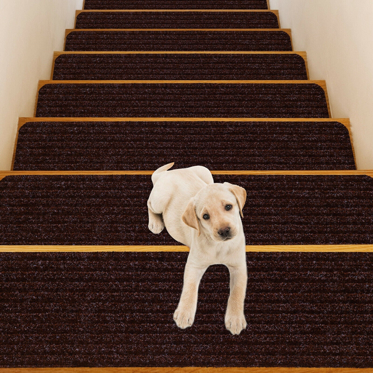 15 Pieces 30 x 8 Inch Slip Resistant Soft Stair Treads Carpet